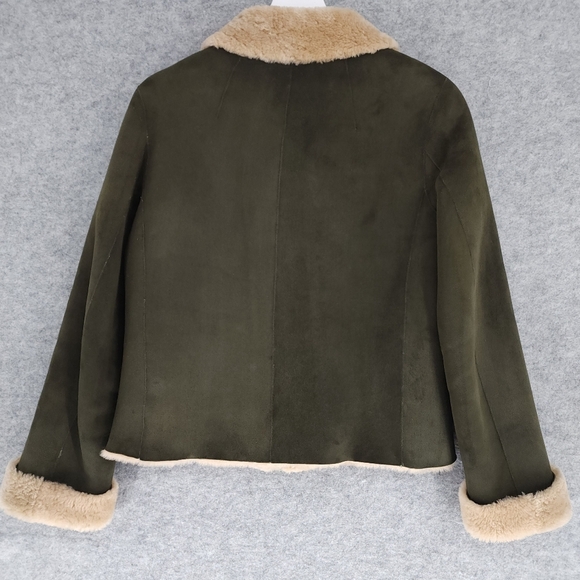 Marc by Marc Jacobs Real Merino Shearling Double Breasted Coat in Olive Green - Picture 2 of 8
